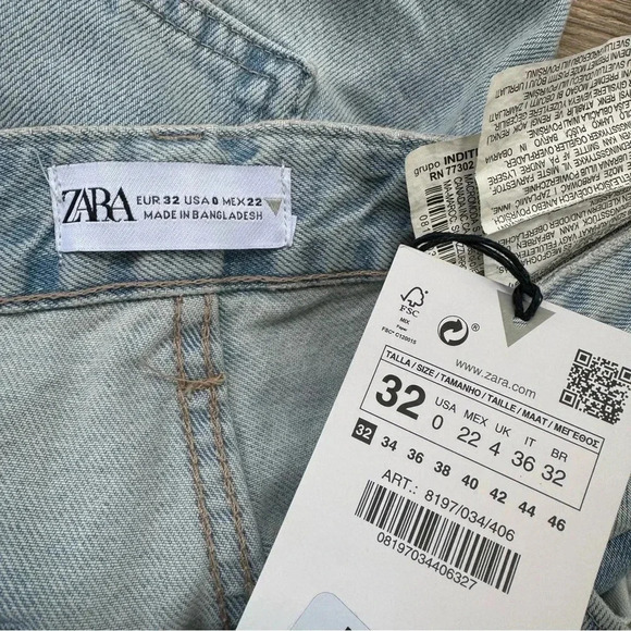 NWT Zara TRF Belt Loop Cargo Jeans Denim 8197/034 in Light Blue Size 25 - Picture 7 of 11
